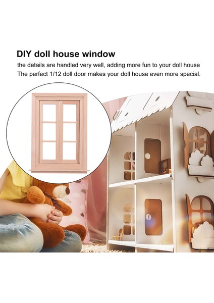 1:12 Evcilik Minyatür Çift Pencere Ahşap 6 Panel Çerçeve ve Cam Plaka Bebek Evi Diy Çift Pencere Aksesuarları Bebek Için Seramik Karo (Yurt Dışından)