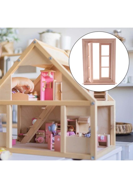 1:12 Evcilik Minyatür Çift Pencere Ahşap 6 Panel Çerçeve ve Cam Plaka Bebek Evi Diy Çift Pencere Aksesuarları Bebek Için Seramik Karo (Yurt Dışından)