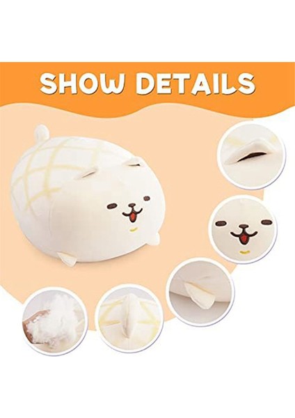 Doldurulmuş Hayvan Shiba Inu Peluş Oyuncak, Yumuşak Köpek Şekli Ananas-Çörek Ekmek Yastığı, Sevimli Akita-Bebek En Iyi Hediyeler Beyaz (Yurt Dışından)