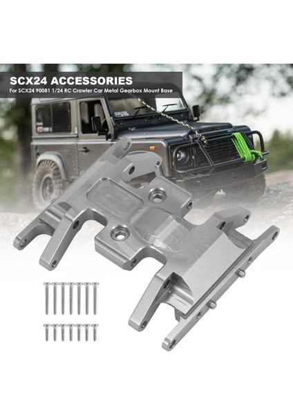 Eksenel SCX24 90081 1/24 Rc Paletli Araba Metal Şanzıman Sabitleme Kaidesi Şanzıman Tutucu Kızak Plakası Yükseltme Parçaları, Gümüş (Yurt Dışından) modelleri