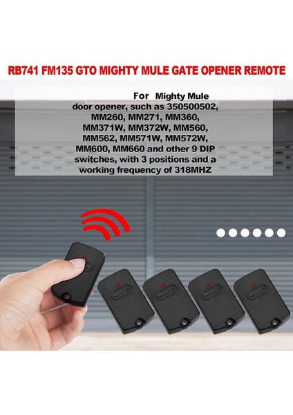 RB741 Kapı Açıcı Uzaktan Gto Mighty FM135 Verici, Tek Düğme Kapısı Clicker Garaj Kapısı Giriş Verici (Yurt Dışından)