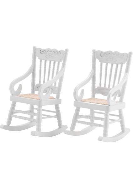2 Adet 1:12 Oyuncak Minyatür Mobilya Ahşap Sallanan Sandalyeler Oyuncak Aksesuarları Bebek Için Seramik Karo, Beyaz (Yurt Dışından)