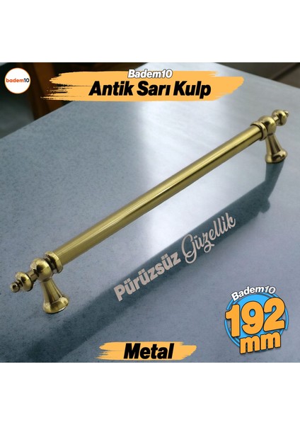 Osmanlı Metal Antik Sarı Kulp 192 mm Mobilya Çekmece Mutfak Dolabı Dolap Kapak Kulplarıu