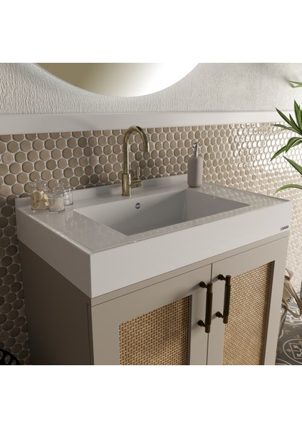 Azura 500 x 800 mm Etajerli Akrilik Banyo Lavabosu