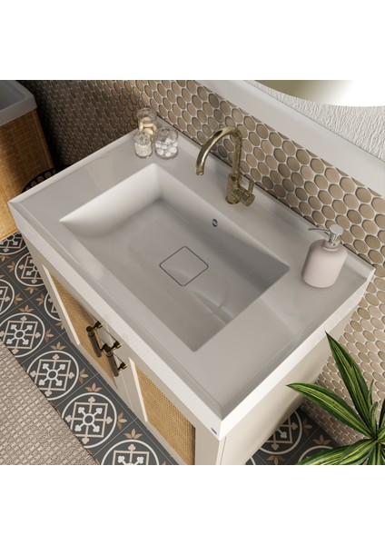 Azura 500 x 800 mm Etajerli Akrilik Banyo Lavabosu