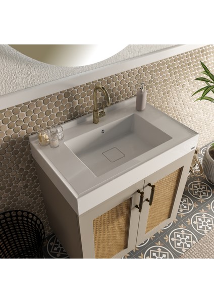 Azura 500 x 800 mm Etajerli Akrilik Banyo Lavabosu