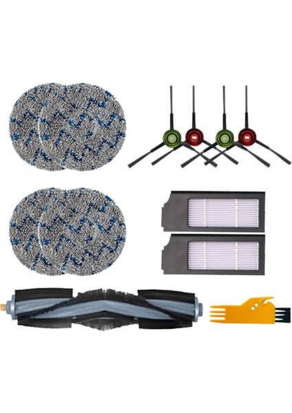 12 Adet Hepa Filtre Paspas Bezi Ana Yan Fırça T10 Turbo Robotik Süpürge Yedek Parça Takımı (Yurt Dışından)