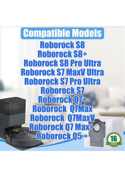 Q5 Q5+ + Max Max+ S7 Maxv Ultra S8+ S8 Pro Robot Süpürge Için 16'lı Paket Tek Kullanımlık Toz Torbası (Yurt Dışından) indirimleri