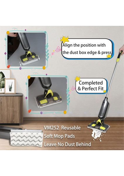 Vacmop VM252 VM250 VM200 VM190 Yedek Vakum Pedleri Için Yeniden Kullanılabilir Paspas Pedi Yedekleri (Yurt Dışından) fırsatları