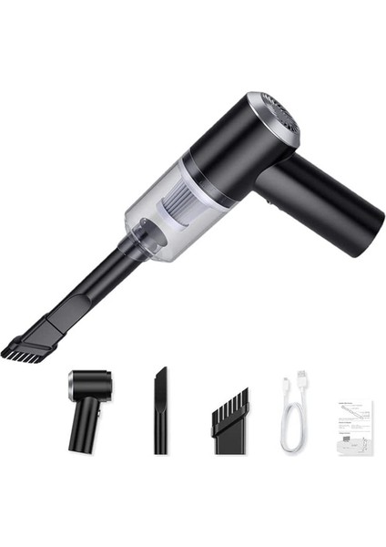 Kablosuz El Tipi Araba Elektrikli Süpürgesi Güçlü Emiş, Kablosuz Şarj Edilebilir, Taşınabilir Siyah (Yurt Dışından)