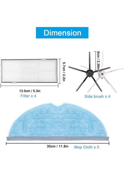 15 Adet Yedek Parça Yan Fırça Filtresi Paspas Pedleri S7 T7S Plus Elektrikli Süpürge Aksesuarları Için (Yurt Dışından) modelleri
