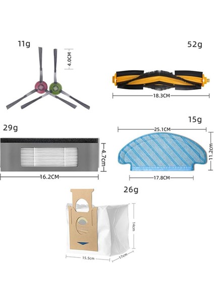 Deeboot N10 / Plus Robot Süpürge Yedek Parçaları Ana Yan Fırça Hepa Filtre Paspas Bezi (Yurt Dışından) modelleri