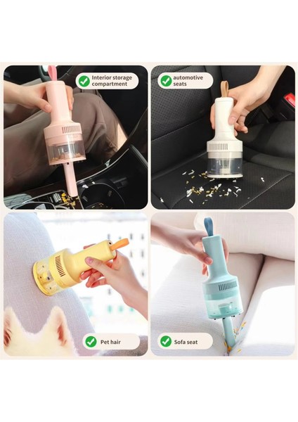 Ev ve Araba Kullanımı Için Masaüstü Elektrikli Süpürge, Güçlü Emiş, USB Şarj, Mini Klavye Pembe (Yurt Dışından)