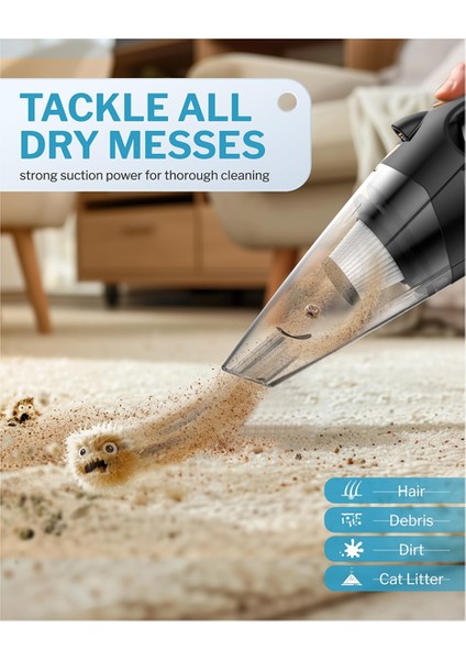 El Tipi Kablosuz Elektrikli Süpürge - 12000PA Emiş, LED Işıklar, , Su Geçirmez (Yurt Dışından) fiyatları