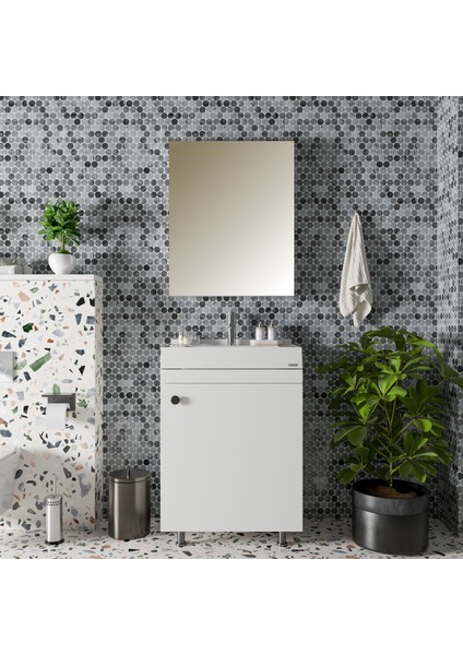 Lyra, 500X700 mm Etajer ve Tezgah Üstü Uyumlu Akrilik Banyo Lavabosu