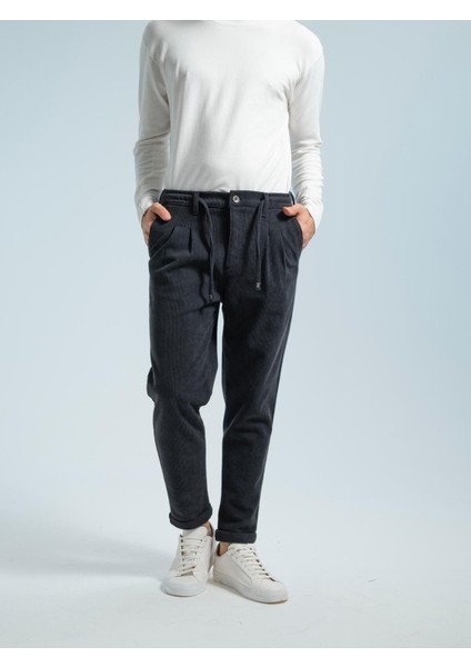 Erkek Kadife Boyfriend Pantolon , Slim Fit Rahat Kesim Beli Bağlamalı Yan Cepli Jogger Pantolon fırsatları