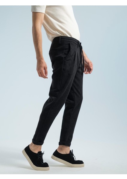 Erkek Kadife Boyfriend Pantolon , Slim Fit Rahat Kesim Beli Bağlamalı Yan Cepli Jogger Pantolon modelleri