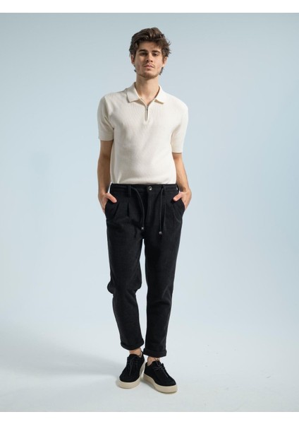 Erkek Kadife Boyfriend Pantolon , Slim Fit Rahat Kesim Beli Bağlamalı Yan Cepli Jogger Pantolon indirimleri