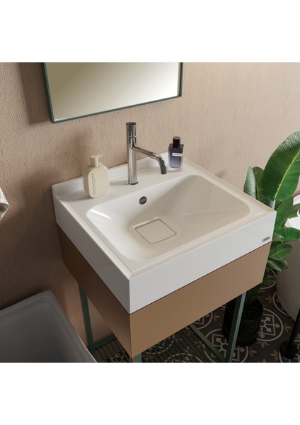 Selva 450 x 500 mm Tezgah Üstü ve Etajer Uyumlu Akrilik Banyo Lavabosu