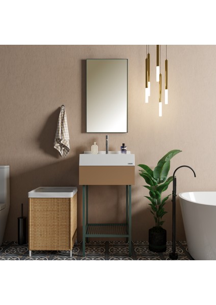 Selva 450 x 500 mm Tezgah Üstü ve Etajer Uyumlu Akrilik Banyo Lavabosu