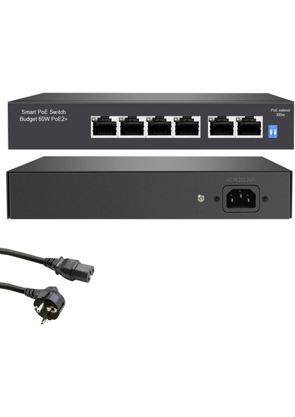 HR-PS4P2U Poe Switch 4 Port + 2 Uplink 10/100 Mbps