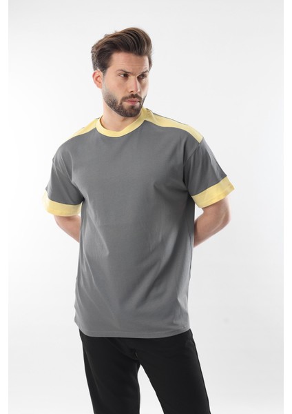 Füme Omzu Şerit Detaylı Erkek T-Shirt E7125 fiyatları