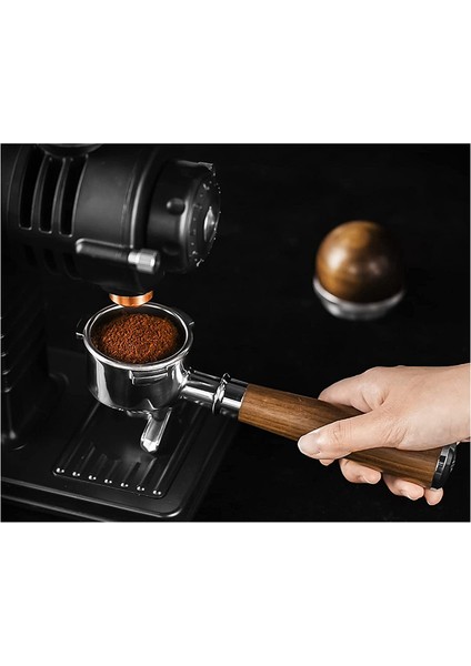 54MM Espresso Portafiltre, Çift Ağızlı Kahve Portafiltresi Paslanmaz Çelik Portafiltreler ve Ceviz Saplı (Yurt Dışından)