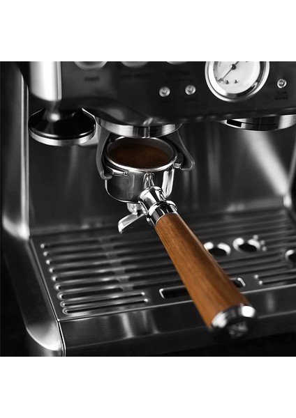 54MM Espresso Portafiltre, Çift Ağızlı Kahve Portafiltresi Paslanmaz Çelik Portafiltreler ve Ceviz Saplı (Yurt Dışından)