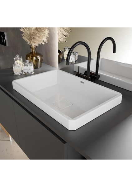 Lanza 410 x 620 x 140 mm Ankastre Uyumlu Akrilik Banyo Lavabosu