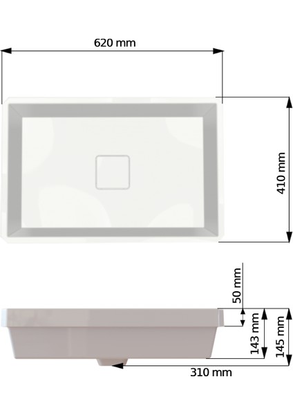 Lanza 410 x 620 x 140 mm Ankastre Uyumlu Akrilik Banyo Lavabosu