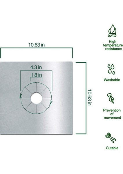 8 Paket Soba Brülör Kapakları Üçlü Kalınlık 0.2 Mm, Kare Soba Brülör Astar Kapağı, Gümüş Ocak Kapakları (Yurt Dışından)