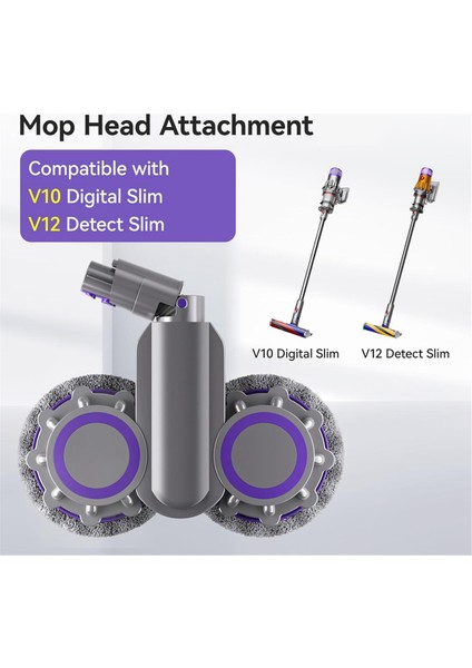 Dysons V10 Dijital Slim V12 Detect Slim Elektrikli Süpürgeler Kuru ve Islak Paspas Başlığı Kablosuz Elektrikli Süpürge Aksesuarları (Yurt Dışından)