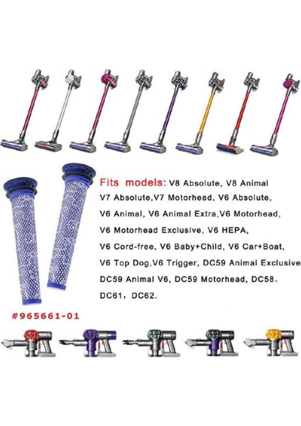 Dyson Absolute Animal V8+, V8, V7, V6, DC62, DC61, DC59, DC58 Vakum 2'li Paket Için Filtre Değiştirmeleri (Yurt Dışından)