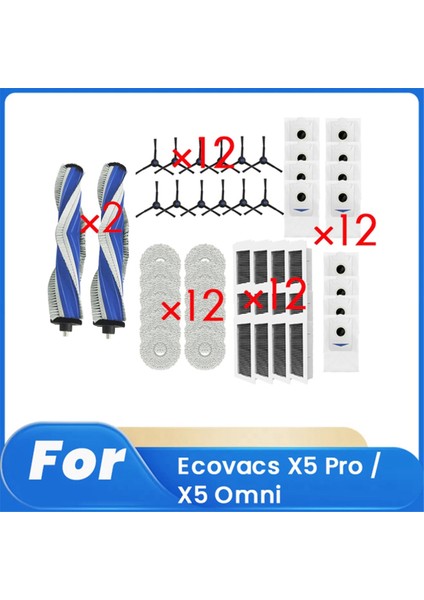 Ecovacs Için 50 Pcs X5 Pro / X5 Omni Süpürme Robot Aksesuarları Temizleyici Parçalar Değiştirme Ana Yan Fırça Mop Filtre Seti (Yurt Dışından)