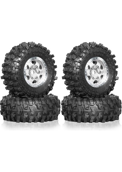 1.0 Inç Metal Beadlock Tekerlek Lastiği Seti 118RC Paletli Araba Gümüş (Yurt Dışından)