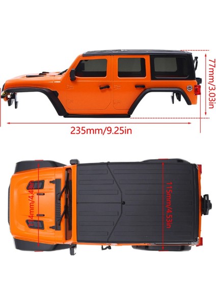 155MM Dingil Mesafesi Rc Araba Gövde Kabuğu Şasi Kiti Turuncu (Yurt Dışından)