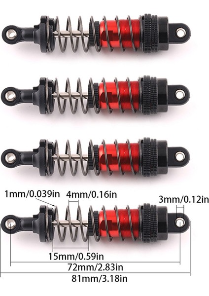 Set Rc Araba Metal Amortisörü Scy 116 Mjx H16H 81MM A (Yurt Dışından)