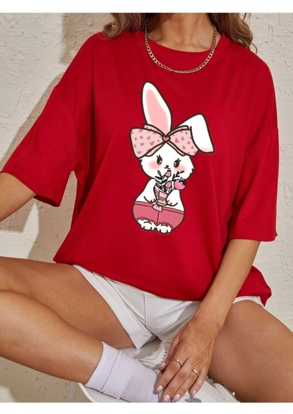 Kadın / Kız Baskılı Kadın Oversize Salas T-Shirt Boyfriend