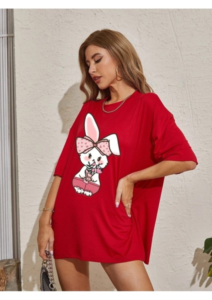 Kadın / Kız Baskılı Kadın Oversize Salas T-Shirt Boyfriend fırsatları