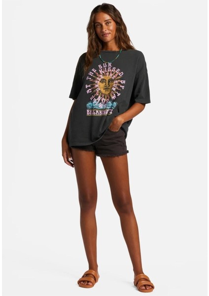 Kadın / Kız Füme Oversize T-Shirt Cool Mom Baskılı