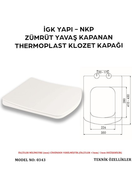 Igk Yapı - 0343 Zümrüt Yavaş Kapanan Thermoplast Klozet Kapağı