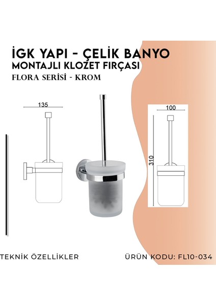Igk Yapı - Clk Banyo Flora Montajlı Klozet Fırçası (FL10-034) fırsatları