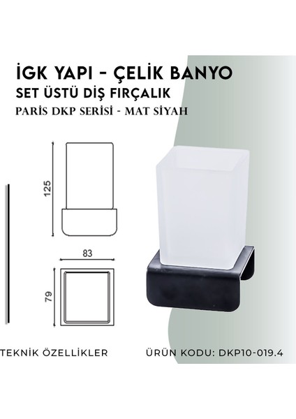 Igk Yapı - Çelik Banyo Paris Set Üstü Diş Fırçalık (DKP10-019.4)