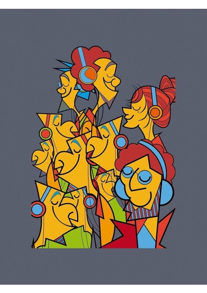 Kadın / Kız Karikatürist Baskılı Füme Oversize T-Shirt Salaş Boyfirend fırsatları