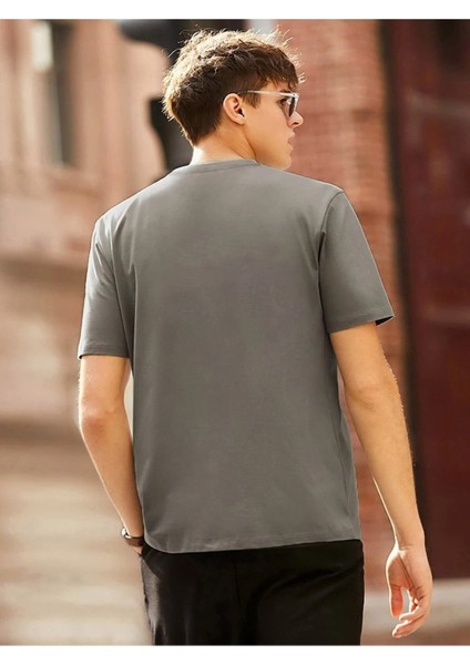 Erkek Füme Oversize T-Shirt Mıx Baskılı