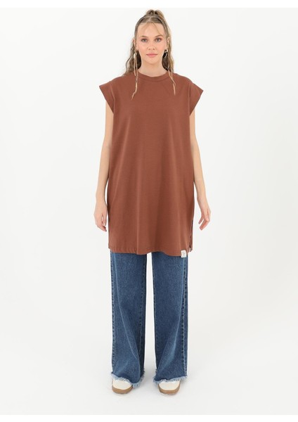 Kadın Basic Kolsuz T-Shirt 30725