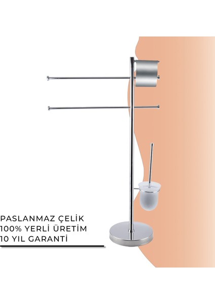 Igk Yapı - Clk Banyo Flora Ayaklı Havluluk-Tuvalet Kağıtlığı-Klozet Fırçalık (FL10-067)