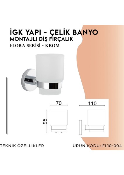 Igk Yapı - Clk Banyo Flora Montajlı Diş Fırçalık (FL10-004)