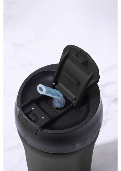 304 Paslanmaz Çelik Siyah 400 ml Kahve El Termos Mug CIN853SY