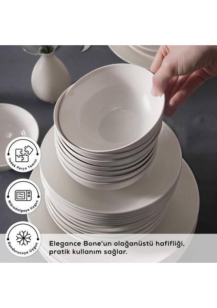 Forever Bone Arte 56 Parça 12 Kişilik Yemek Takımı